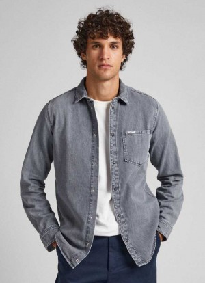 Pepe Jeans Slim Fit Denim Shirt Skjorta Herr Blå | 098214LWU