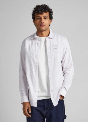 Pepe Jeans Slim Fit Floral Shirt Skjorta Herr Rosa | 129037QWC