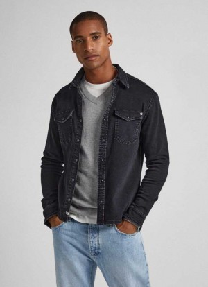Pepe Jeans Slim Fit Gymdigo Denim Shirt Skjorta Herr Blå | 245093EPD
