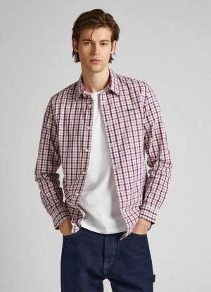 Pepe Jeans Slim Fit Poplin Check Shirt Skjorta Herr Olika Färger | 847136QAL