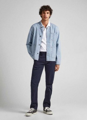 Pepe Jeans Sloane Regular Chino Trousers Långbyxor Herr Blå | 259061LSU