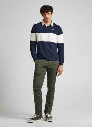 Pepe Jeans Sloane Regular Chino Trousers Långbyxor Herr Olivgröna Gröna | 861240IQP