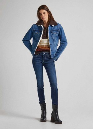 Pepe Jeans Soho Mager Fit Mid-rise Jeans Denim Dam Blå | 279168WAF