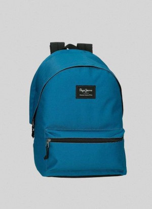 Pepe Jeans Solid Colour School Backpack Väskor & Ryggsäck Dam Blå | 475810NBH