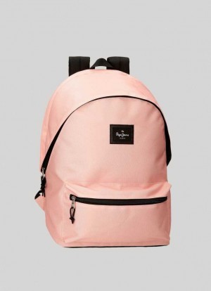 Pepe Jeans Solid Colour School Backpack Väskor & Ryggsäck Herr Ljusrosa | 892173OZP