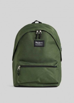 Pepe Jeans Solid Colour School Backpack Väskor & Ryggsäck Dam Mörkgröna | 736519FBX