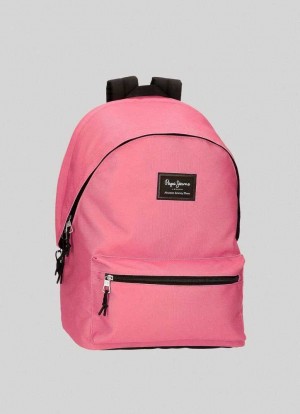 Pepe Jeans Solid Colour School Backpack Väskor & Ryggsäck Dam Ljusfuchsia Rosa | 958406KEG