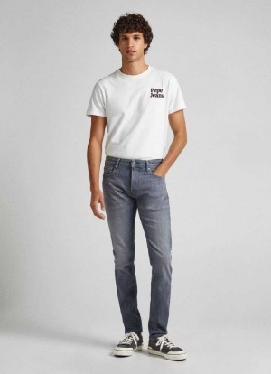 Pepe Jeans Spike Regular Fit Mid-rise Jeans Straight Jeans Herr Blå | 425907UOM
