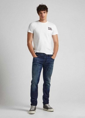 Pepe Jeans Stanley Fit Mid-rise Jeans Denim Herr Blå | 937085KRJ