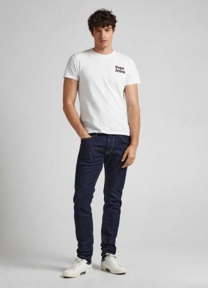 Pepe Jeans Stanley Fit Mid-rise Jeans Slim Jeans Herr Blå | 270641VKH