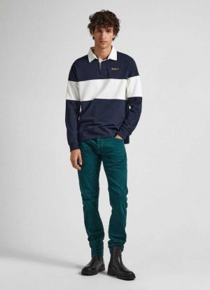 Pepe Jeans Stanley Five-pocket Trousers Långbyxor Herr Gröna | 860312YLJ