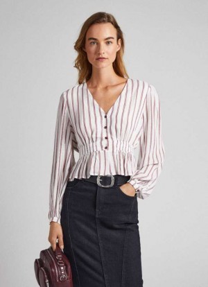 Pepe Jeans Stripe Print Top Skjorta Dam Olika Färger | 079416NDJ