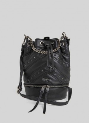 Pepe Jeans Studded Bucket Bag Väskor & Ryggsäck Dam Svarta | 380196KAL