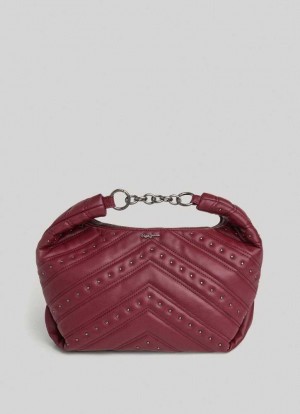 Pepe Jeans Studded Handbag Väskor & Ryggsäck Dam Vinröda Röda | 178023ICX