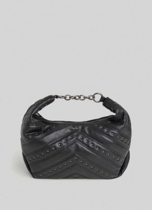 Pepe Jeans Studded Handbag Väskor & Ryggsäck Dam Svarta | 641039PUY