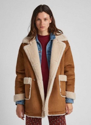Pepe Jeans Suedette Coat With Fleece Lining Jacka Dam Bruna | 412936SBM