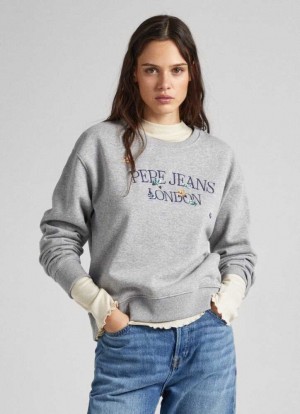 Pepe Jeans Sweatshirt W/ Embroidered Logo Tröjor Dam Grå | 451769COX