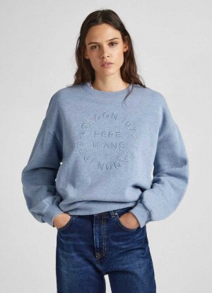 Pepe Jeans Sweatshirt W/ Embroidered Logo Tröjor Dam Grå Blå | 249680XVN