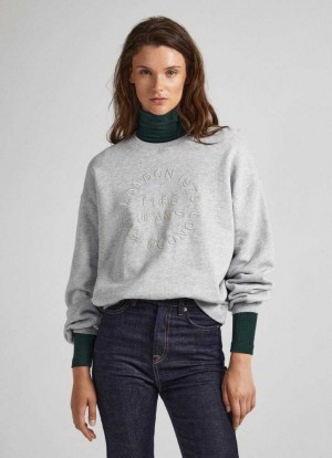 Pepe Jeans Sweatshirt W/ Embroidered Logo Tröjor Dam Grå | 192564COM
