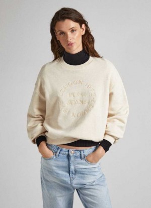 Pepe Jeans Sweatshirt W/ Embroidered Logo Tröjor Dam Vita | 634710BSM