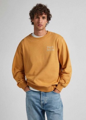 Pepe Jeans Sweatshirt With Printed Logo Tröjor Herr Beige | 478063TIO