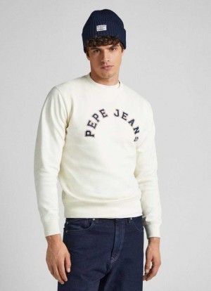 Pepe Jeans Sweatshirt With Printed Logo Tröjor Herr Vita | 462718ZPG