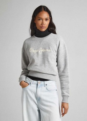 Pepe Jeans Sweatshirt With Printed Logo Tröjor Dam Grå | 260543RMG