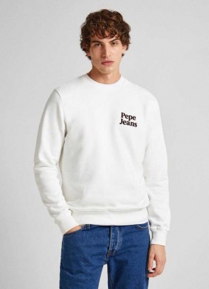 Pepe Jeans Sweatshirt With Printed Logo Tröjor Herr Vita | 186709MHY