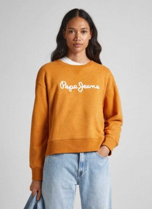 Pepe Jeans Sweatshirt With Printed Logo Tröjor Dam Gula | 871436UFX