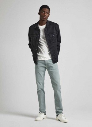 Pepe Jeans Taper Fit Five Pocket Trousers Långbyxor Herr Gröna | 068124EVI