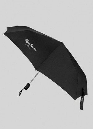 Pepe Jeans Teo Folding Automatisk Umbrella Paraplyer Herr Svarta | 791306TWR