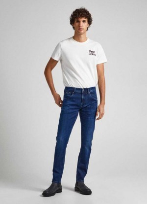 Pepe Jeans Track Fit Mid-rise Jeans Trends Herr Blå | 280156TCM