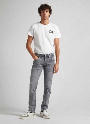 Pepe Jeans Track Regular Fit Mid-rise Jeans Straight Jeans Herr Blå | 529704KLX