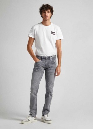 Pepe Jeans Track Regular Fit Mid-rise Jeans Slim Jeans Herr Blå | 413087PAX