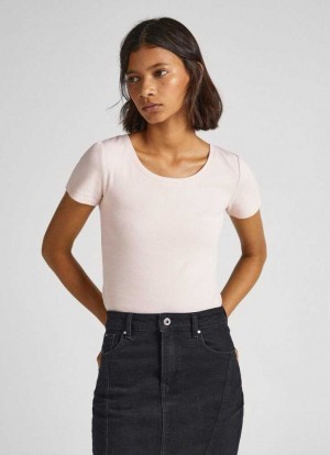 Pepe Jeans T-shirt With Crossed Back Straps T-shirt Dam Grå Rosa Rosa | 976408IEN