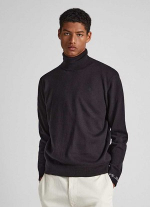 Pepe Jeans Turtle Neck Bomull Knit Jumpers Herr Svarta | 182546OBC