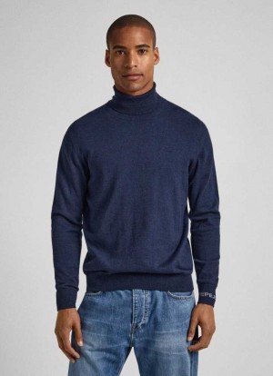 Pepe Jeans Turtle Neck Bomull Knit Jumpers Herr Blå | 718504OKX
