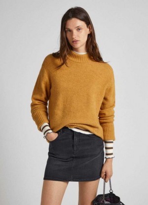 Pepe Jeans Turtleneck Jumper Stickat Dam Bruna Beige | 624378JHD