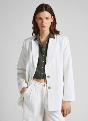 Pepe Jeans Twill Fabric Blazer Jacka Dam Vita | 310475DBQ