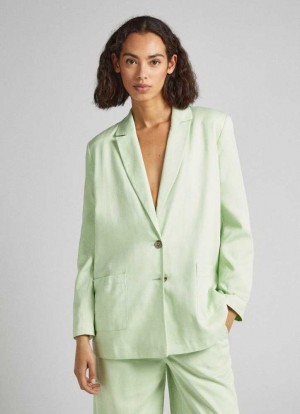 Pepe Jeans Twill Fabric Blazer Jacka Dam Gröna | 298736CMG