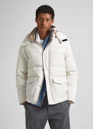 Pepe Jeans Twill Vadderad Down Jacket Jacka Herr Vita | 486270YDC
