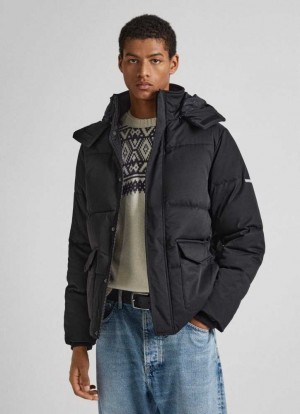 Pepe Jeans Twill Vadderad Down Jacket Jacka Herr Svarta | 760985AYN