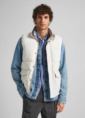 Pepe Jeans Twill Vadderad Waistcoat Jacka Herr Vita | 748295IXL