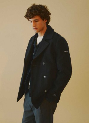 Pepe Jeans Ull Pea Coat Jacka Herr Blå | 246091NSX