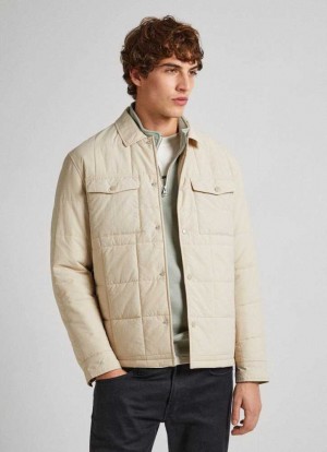 Pepe Jeans Vadderad Overshirt Jacka Herr Ljusbeige | 917268TFH