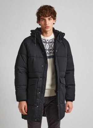 Pepe Jeans Vadderad Parka With Hood Jacka Herr Svarta | 891052FKD
