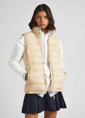 Pepe Jeans Vadderad Vest Jacka Dam Bruna Beige | 648305JRT