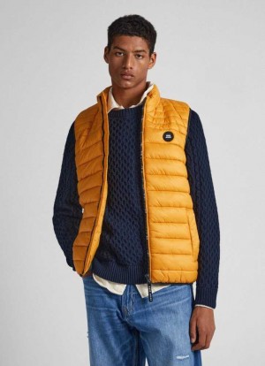 Pepe Jeans Vadderad Vest Jacka Herr Gula | 621975AGJ