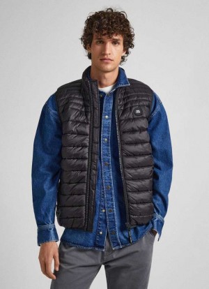 Pepe Jeans Vadderad Vest Jacka Herr Svarta | 491806LHF