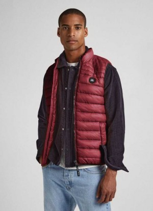Pepe Jeans Vadderad Vest Jacka Herr Vinröda Röda | 892731SXA